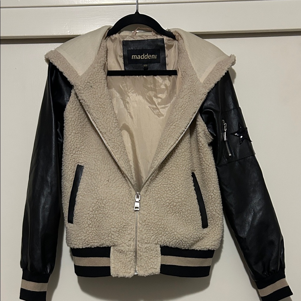 Madden Women's Black and Cream Bomber Jacket